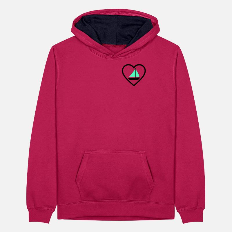 Cuore Vela – Passione Navigazione Sweat à capuche contrasté Ado