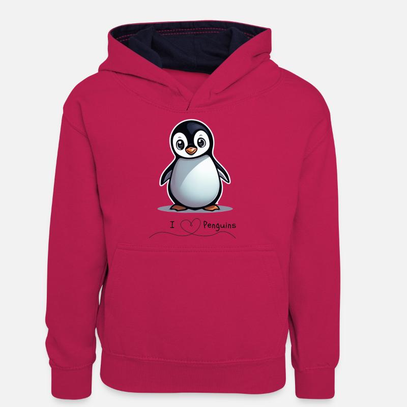 Pingouin - Sweat à capuche contrasté Ado - rose/bleu marine