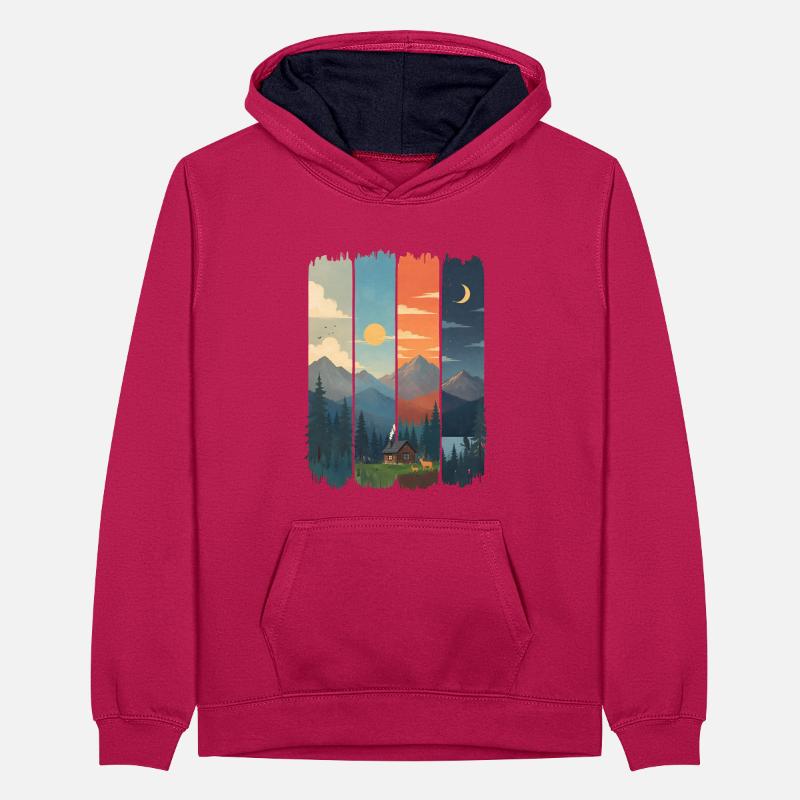 Horizonte in vier Gebirgstafeln Teenager Kontrast-Hoodie