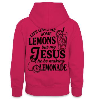 Life gave me lemons - Teenager Contrast Hoodie - pink/navy - Back