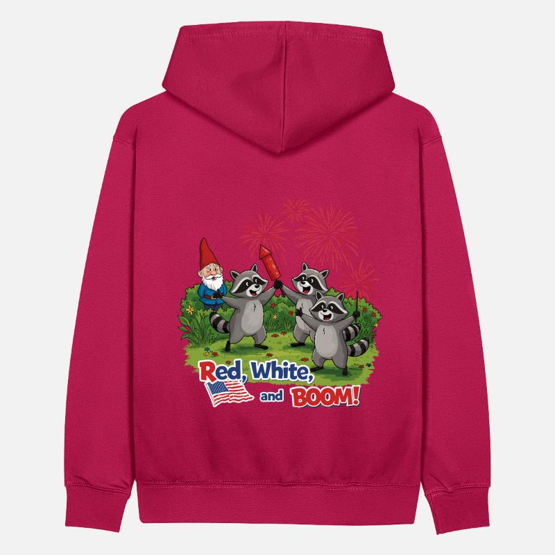 Raton laveur 4 juillet Feu d’artifice Sweat à capuche contrasté Ado