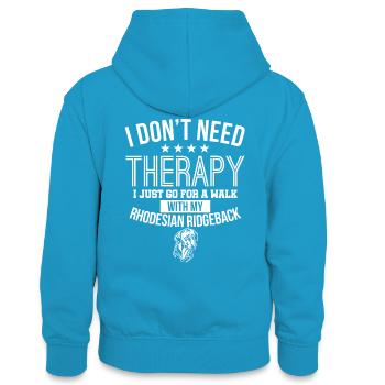 Rhodesian Ridgeback - Teenager Kontrast-Hoodie - Pfauenblau/Grau meliert - Hinten