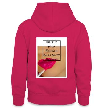 Inhale pink - Teenager Kontrast-Hoodie - Pink/Navy - Hinten