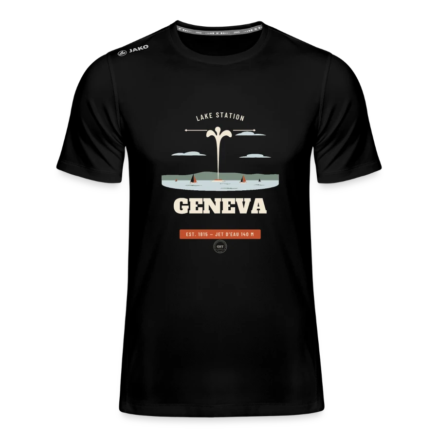 Geneva badge on a jako men's t-shirt run 2.0, black