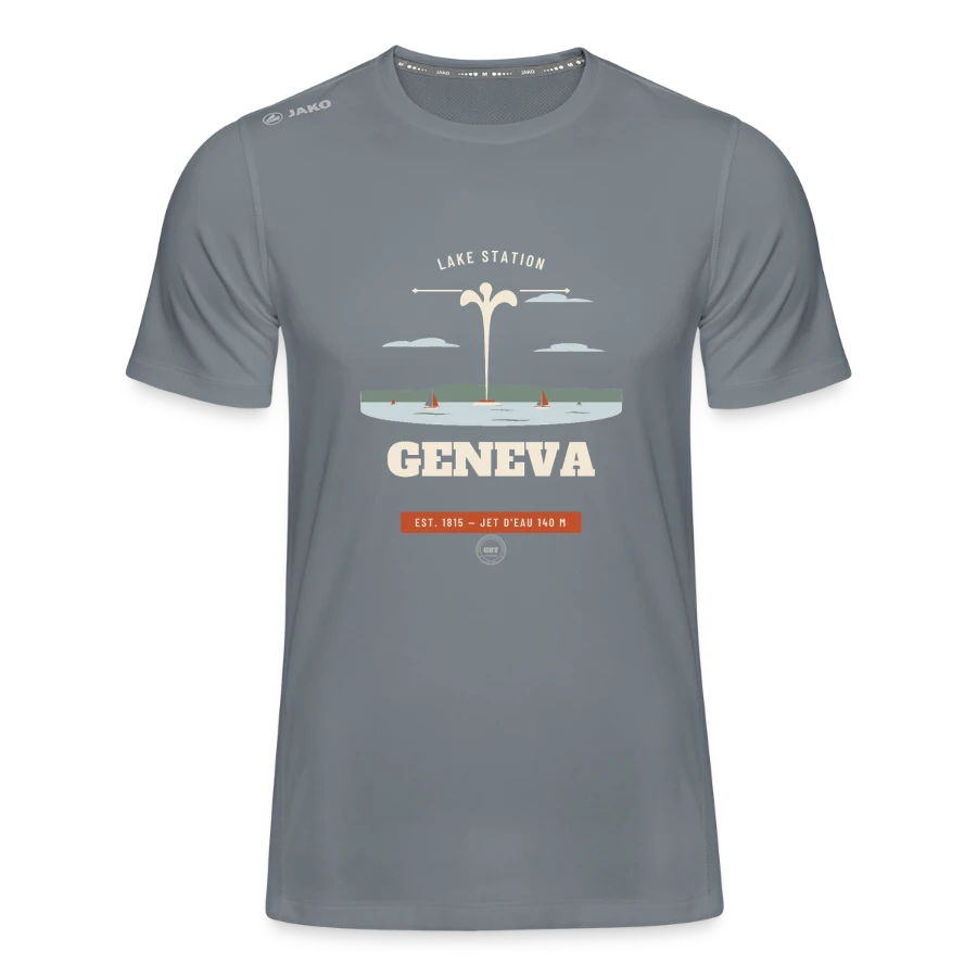 Geneva badge on a jako men's t-shirt run 2.0, grey