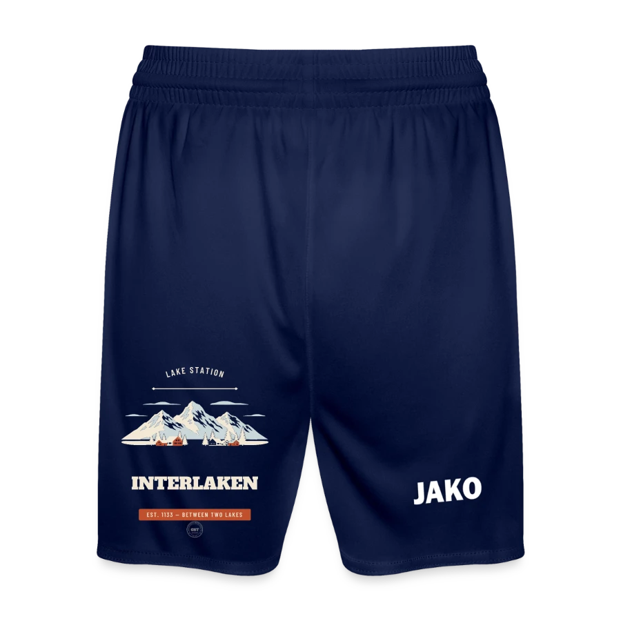 Interlaken badge on a jako kids' sports shorts manchester 2.0, marine