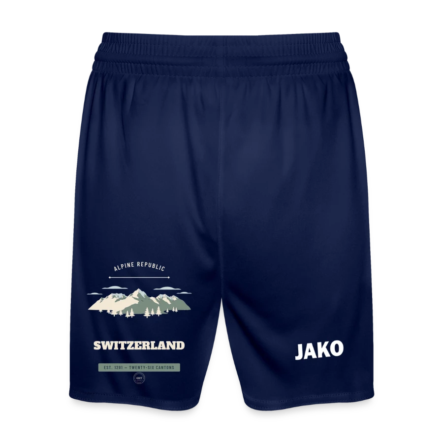 Switzerland badge on a jako kids' sports shorts manchester 2.0, marine