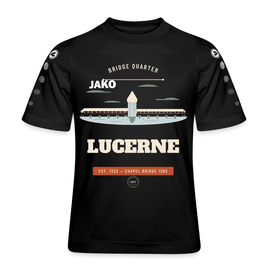 Lucerne-märke på en jako kids' team jersey, black