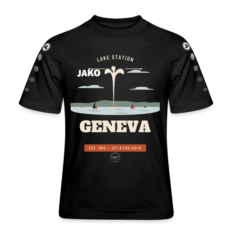 Geneva badge on a jako kids' team jersey, black