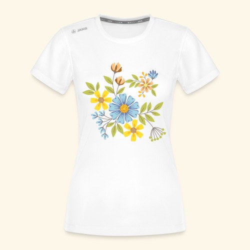 Blue Cream and Yellow FLOWERS - Camiseta Run 2.0 de JAKO para mujer