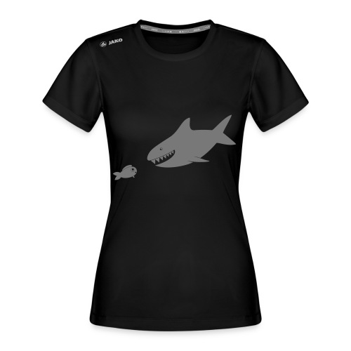 Kleiner Fisch + Hai / dunkler Hintergrund - JAKO Frauen T-Shirt Run 2.0