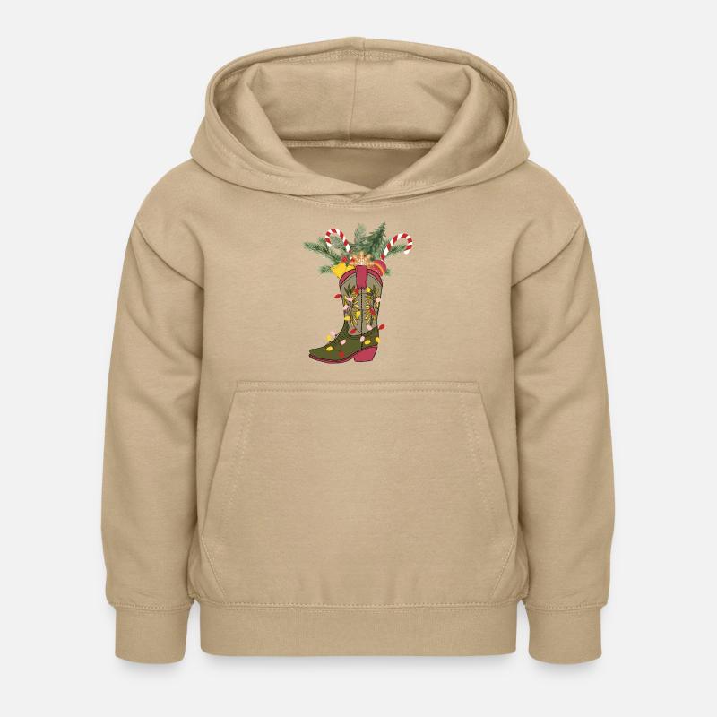 Bottes de cow-boy de Noël - Sweat à capuche Enfant - jaune sable