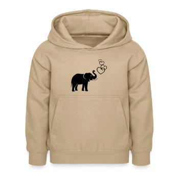 elefanten_love_02 - Kinder Hoodie - Sand - Vorne - AI Model Kid Female (0cm)