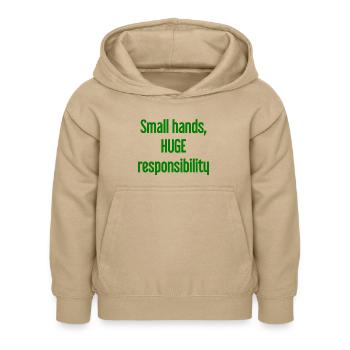 De petites mains, une énorme responsabilité disent les parents - Sweat à capuche Enfant - jaune sable - Devant - AI Model Kid Female (0cm)
