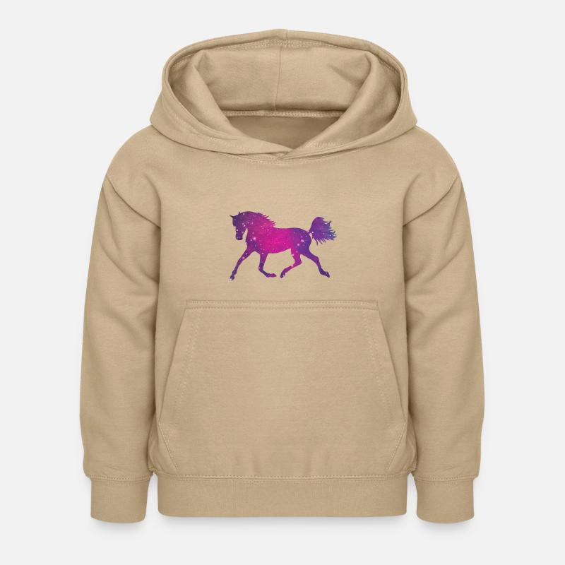 Silhouette de cheval Galaxy Space Universe - Sweat à capuche Enfant - jaune sable