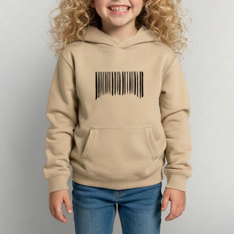 Barcode Strokes Lines Scribbled Barcode Scan Kids Hoodie