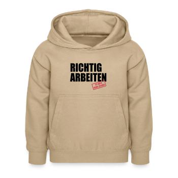 arbeiten ist auch keine Lösung - Kinder Hoodie - Sand - Vorne - AI Model Kid Female (0cm)