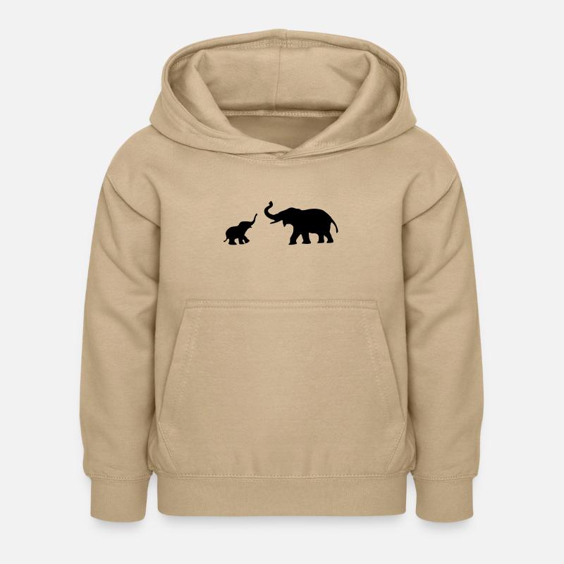 Baby und Mutter Elefant - Kinder Hoodie - Sand