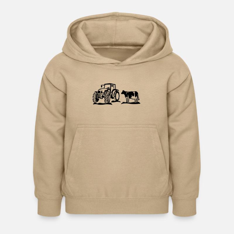 kuh mit traktor - Kinder Hoodie - Sand