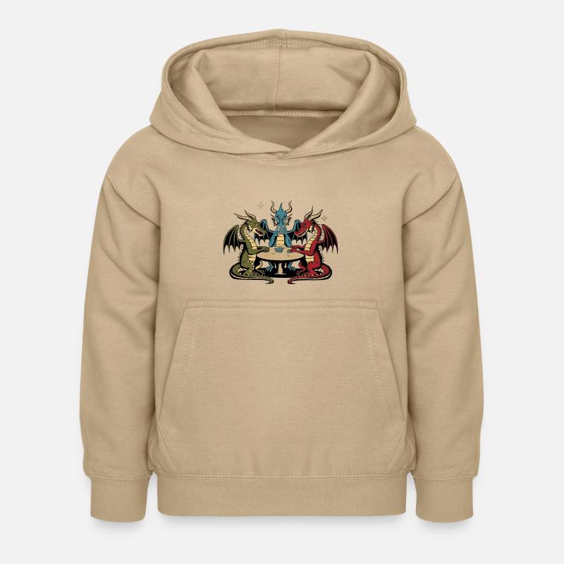 Dragons playing cards - Kids Hoodie - sand