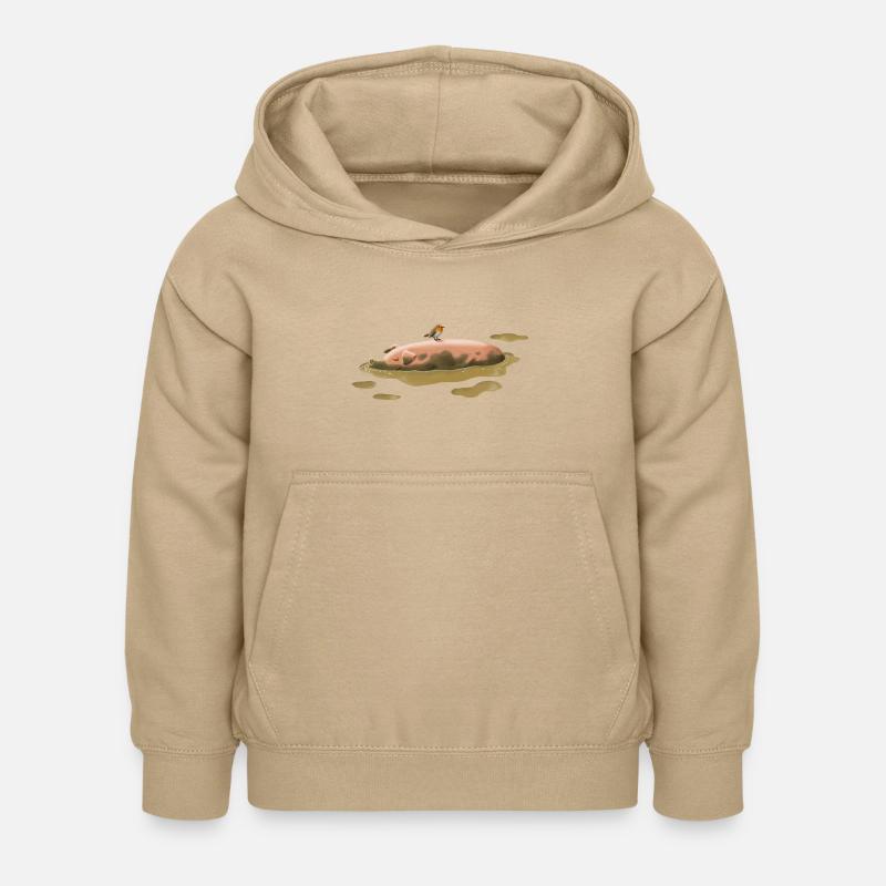 Cochon dans la terre - Sweat à capuche Enfant - jaune sable