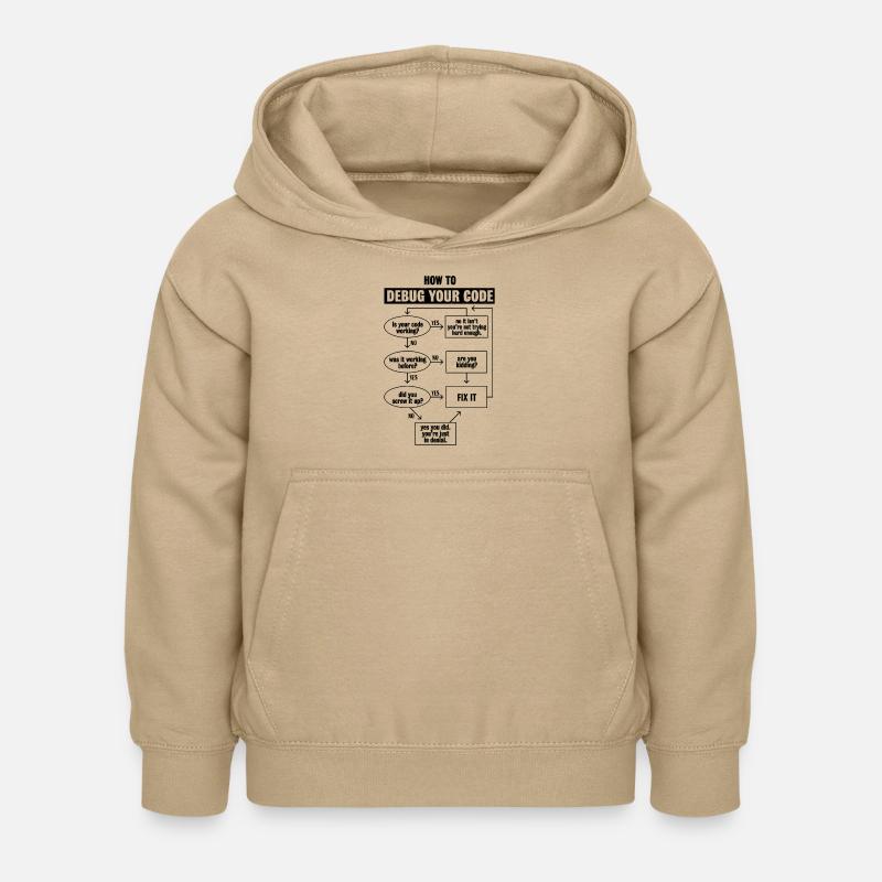Programming Code Coding Funny Debug Gift - Kids Hoodie - sand