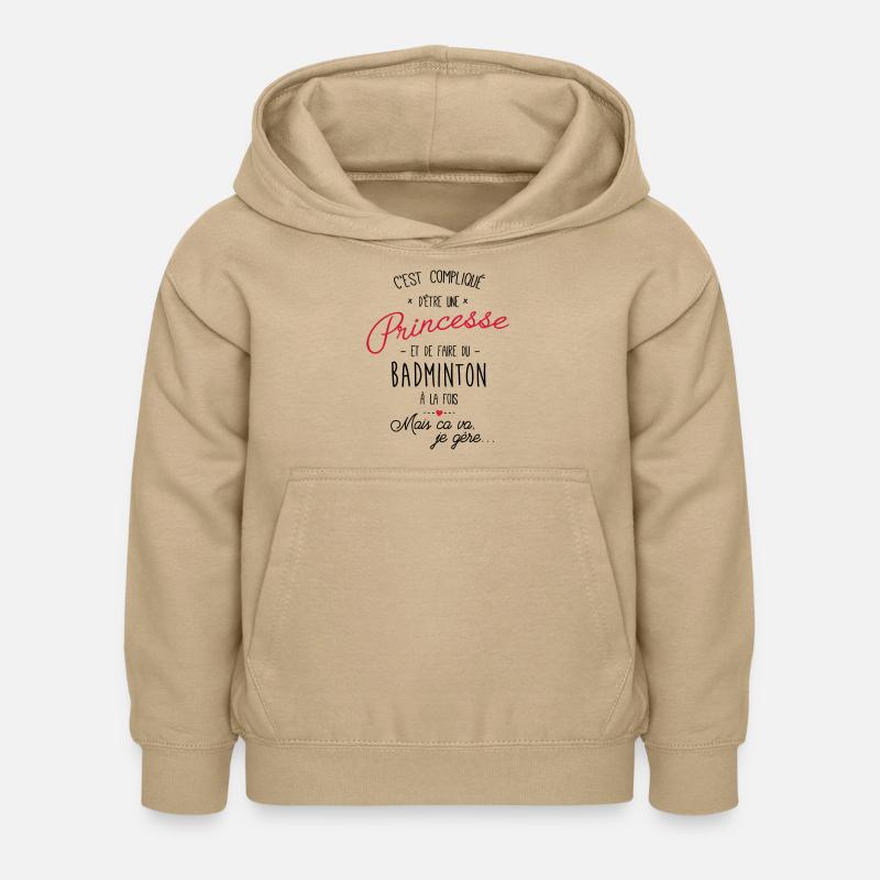 princesse et Badminton - Sweat à capuche Enfant - jaune sable
