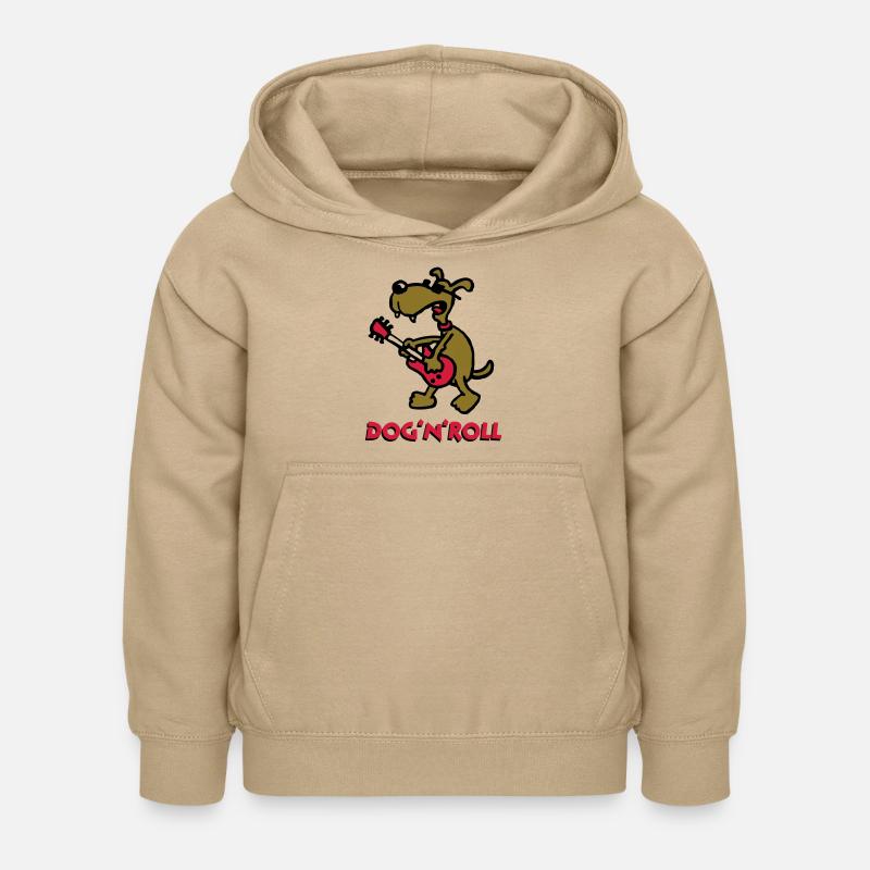 dog_n_roll_b_3c_white - Sweat à capuche Enfant - jaune sable