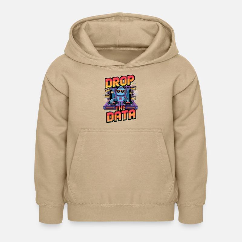 Drop the Data DJ Robot Techno Design - Kids Hoodie - sand