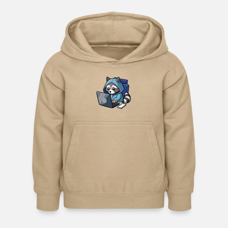 Raton laveur pirate mignon en sweat à capuche devant PC - Sweat à capuche Enfant - jaune sable