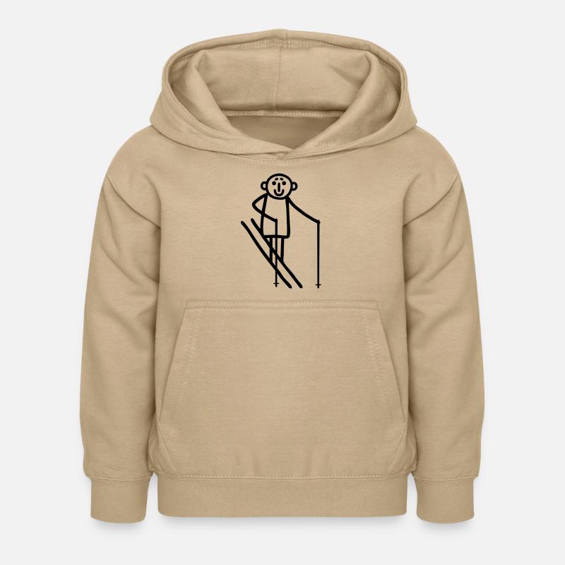 Strichmännchen Skifahrer - Kinder Hoodie - Sand