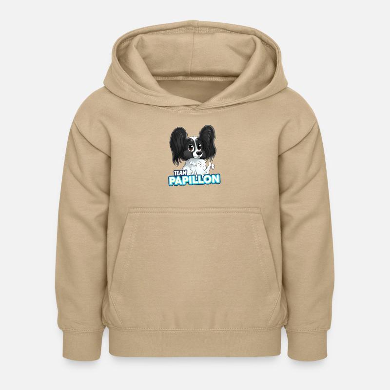 TEAM Papillon - Noir - Sweat à capuche Enfant - jaune sable