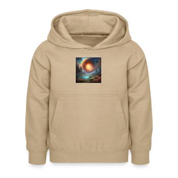 Portal im Weltraum - Kinder Hoodie - Sand - Vorne - AI Model Kid Female (0cm)