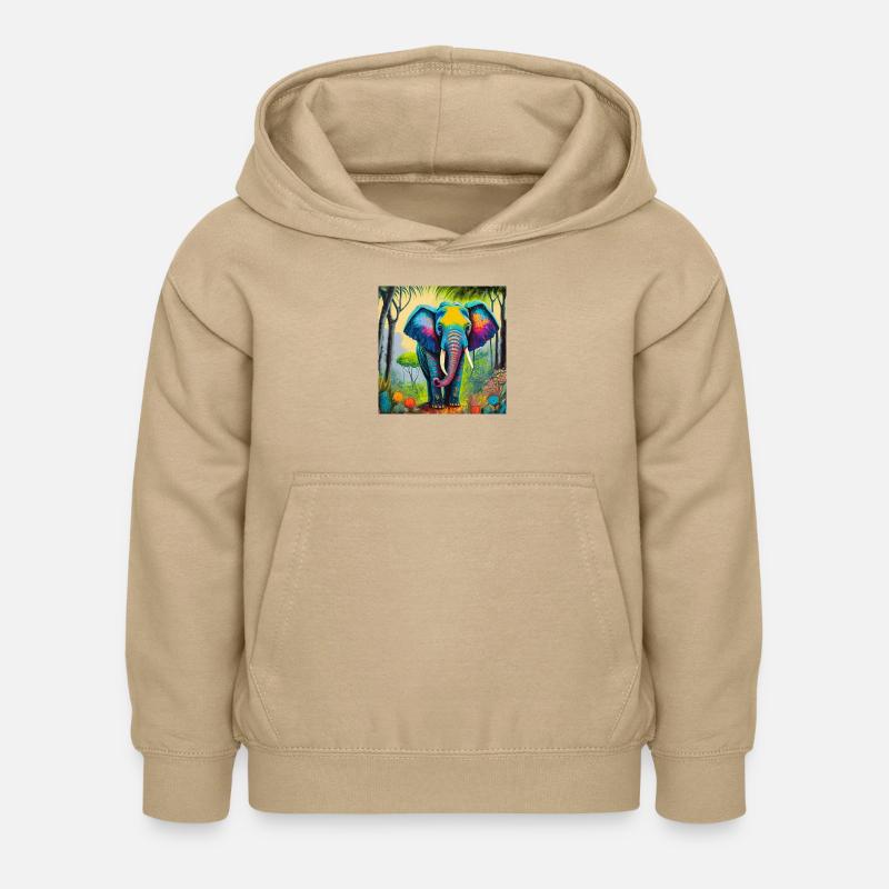 Éléphant dans la jungle - Sweat à capuche Enfant - jaune sable
