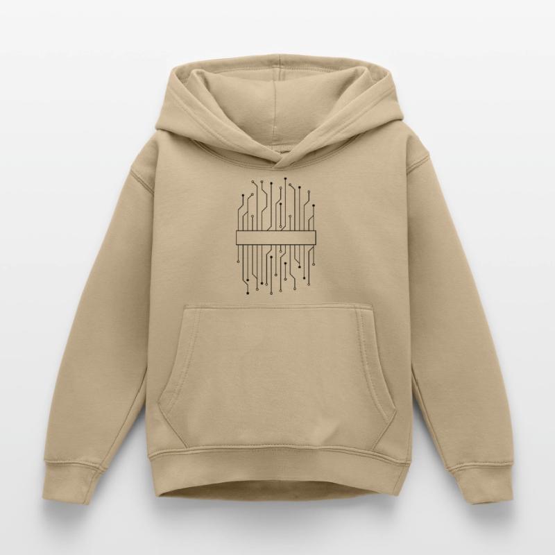 shield frame text circuit wire data microch Kids Hoodie