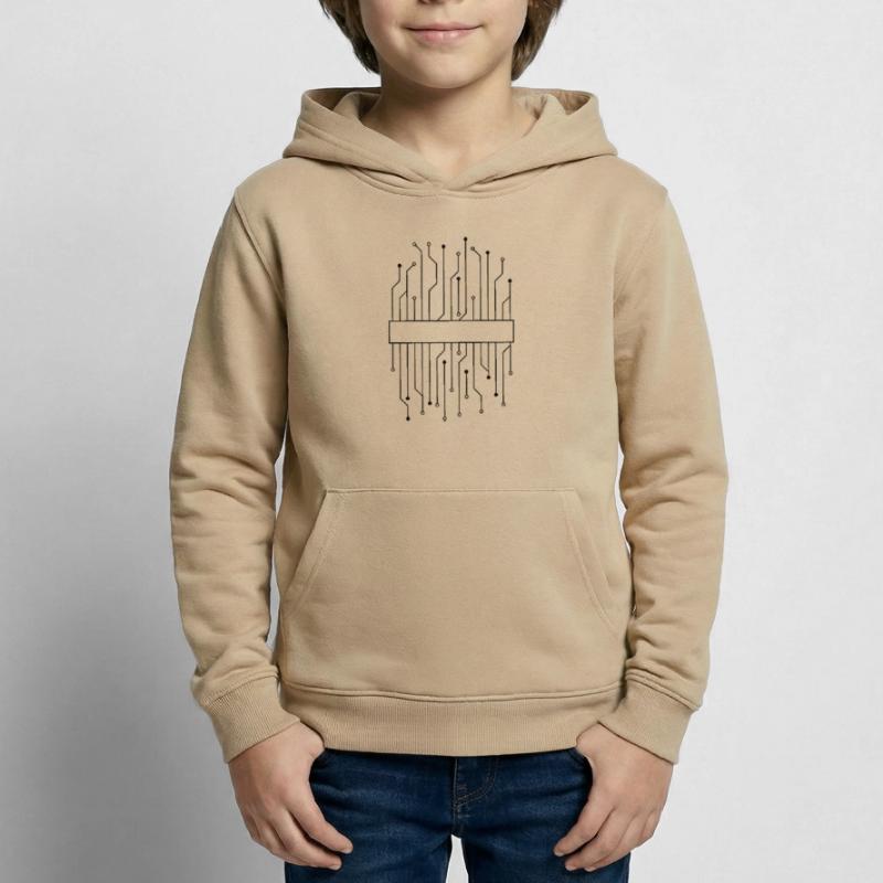shield frame text circuit wire data microch Kids Hoodie