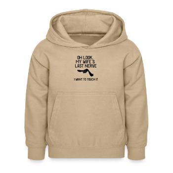 oh look my wife's last nerve i want to touch it - Kids Hoodie - sand - Front - AI Model Kid Female (0cm)