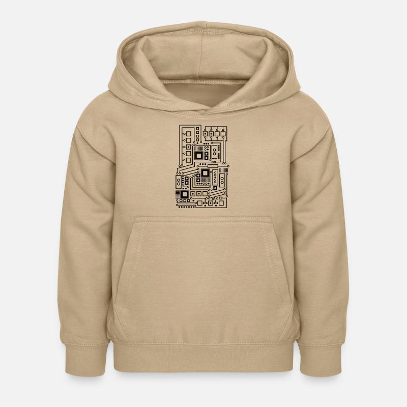 Circuit board pattern technique nerd - Kids Hoodie - sand