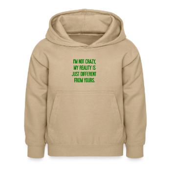 Ich bin nicht verrückt – meine Realität ist anders - Kinder Hoodie - Sand - Vorne - AI Model Kid Female (0cm)