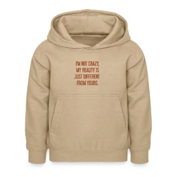 Ich bin nicht verrückt – meine Realität ist anders - Kinder Hoodie - Sand - Vorne - AI Model Kid Female (0cm)