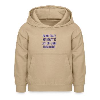 Ich bin nicht verrückt – meine Realität ist anders - Kinder Hoodie - Sand - Vorne - AI Model Kid Female (0cm)