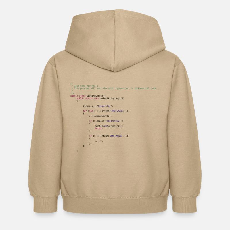 funny Java code to sort - Kids Hoodie - sand