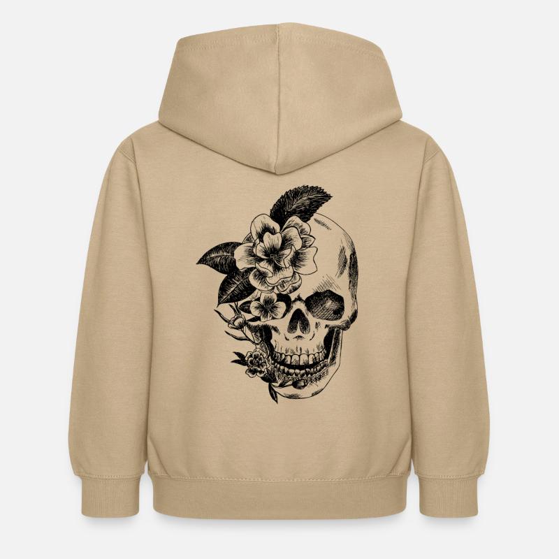 crane et fleurs - Sweat à capuche Enfant - jaune sable