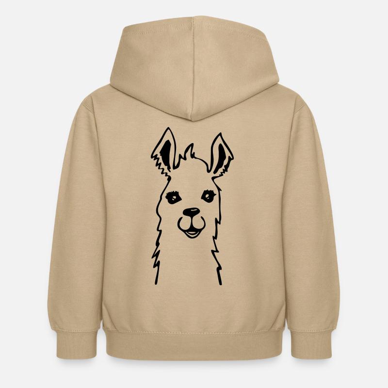 Lama Llama Alpaga dessin mignon - Sweat à capuche Enfant - jaune sable