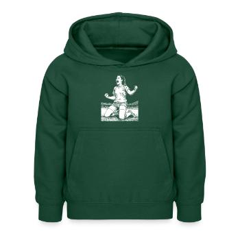Fussballerin-Shirt: Mittelfeldspielerin mit Blick - Kinder Hoodie - Flaschengrün - Vorne - AI Model Kid Female (0cm)