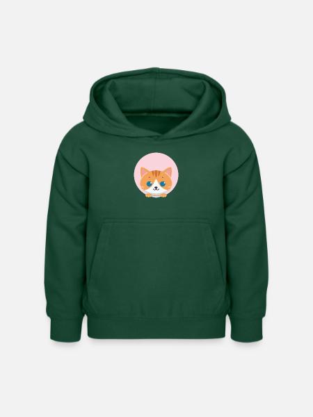 Orangene Katze - Kinder Hoodie - Flaschengrün