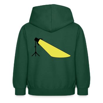 Scheinwerfer auf Ständer mit Lichtkegel zweifarbig - Kinder Hoodie - Flaschengrün - Hinten - AI Model Kid Female (0cm)