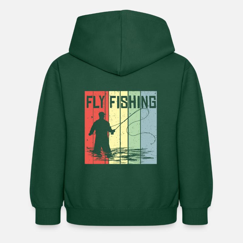 pêche à la mouche - Sweat à capuche Enfant - vert bouteille
