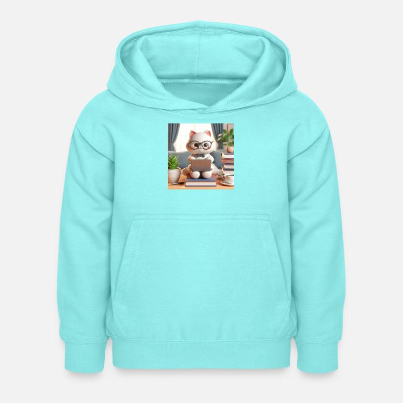 Chat d’ordinateur 3D - Sweat à capuche Enfant - menthe poivrée