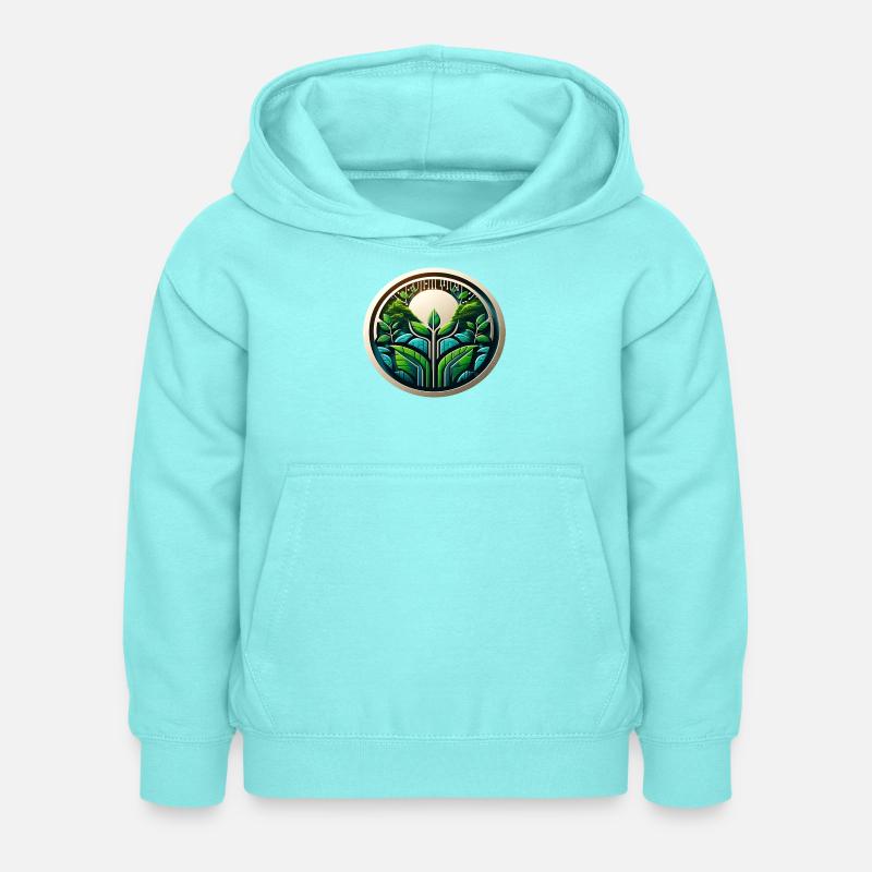 Logo Eco Tech Nature et numérisation - Sweat à capuche Enfant - menthe poivrée